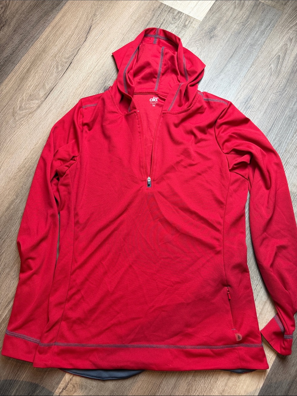 Vintage ALO Yoga Men’s Red Hooded Half-Zip Pullover